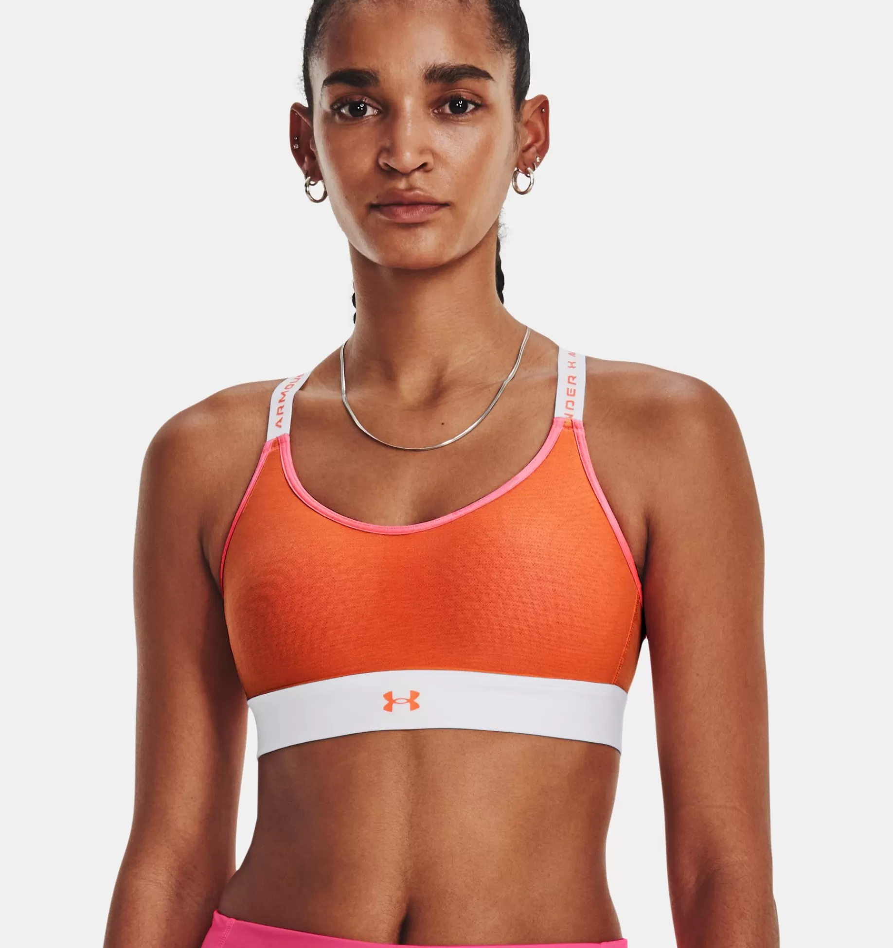 Best Sale Under Armour Reggiseno Sportivo Ua Infinity Mid Run Da Donna White / Pink Shock - 100