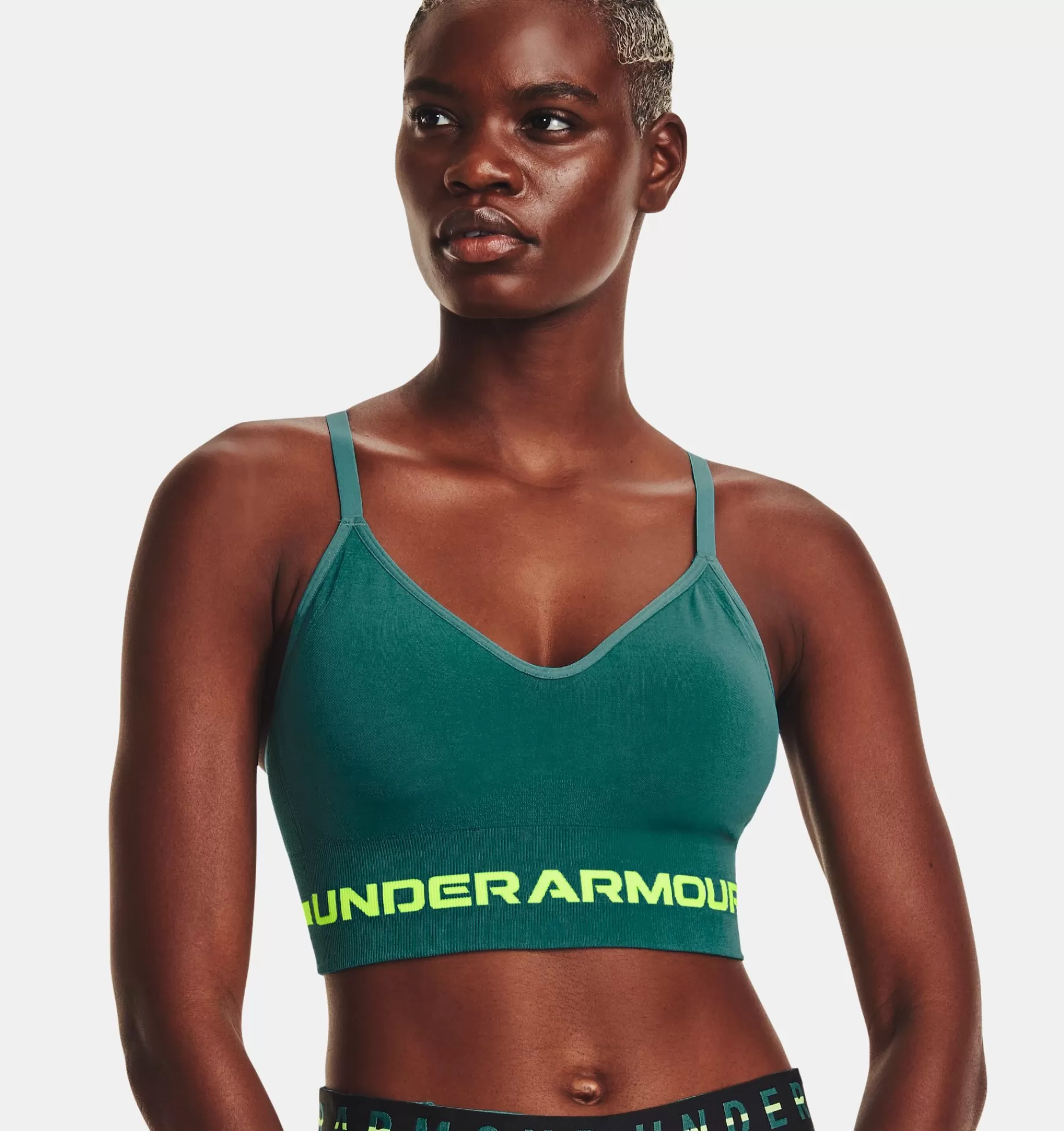 Sale Under Armour Reggiseno Sportivo Ua Seamless Low Long Da Donna Coastal Teal / Lime Surge - 722