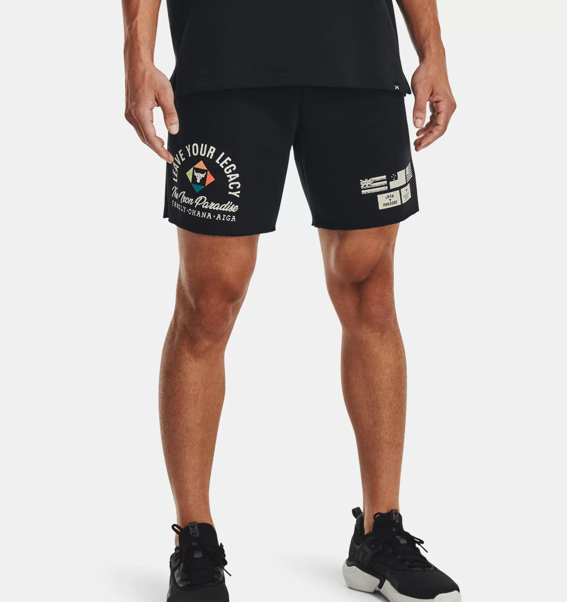 Outlet Under Armour Shorts Project Rock Heavyweight Terry Da Uomo Black / Ivory - 001