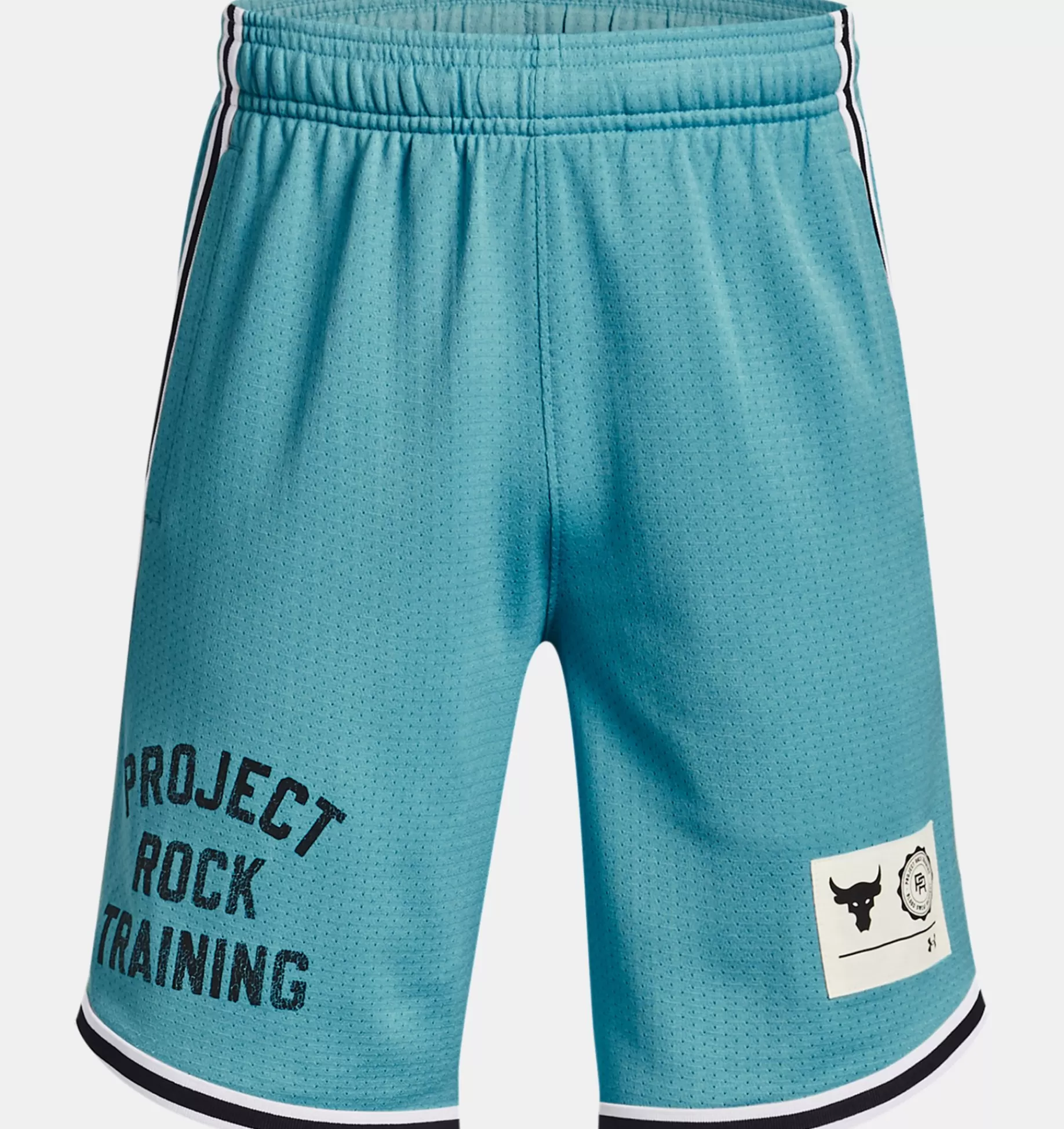 New Under Armour Shorts Project Rock Penny Mesh Da Ragazzo Glacier Blue / Black - 433