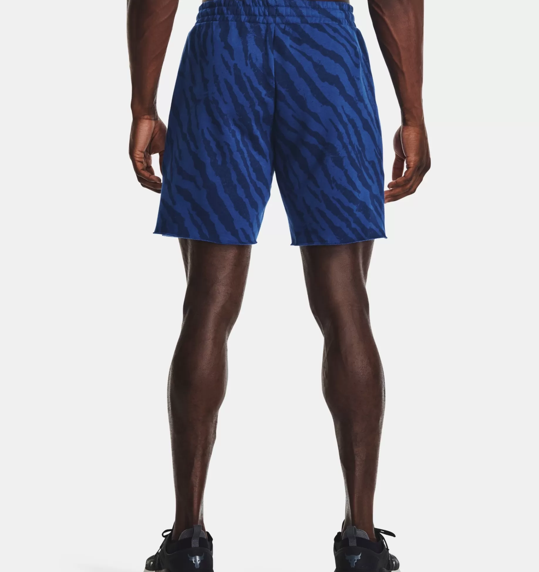 Fashion Under Armour Shorts Project Rock Rival Fleece Printed Da Uomo Blue Mirage / White - 471