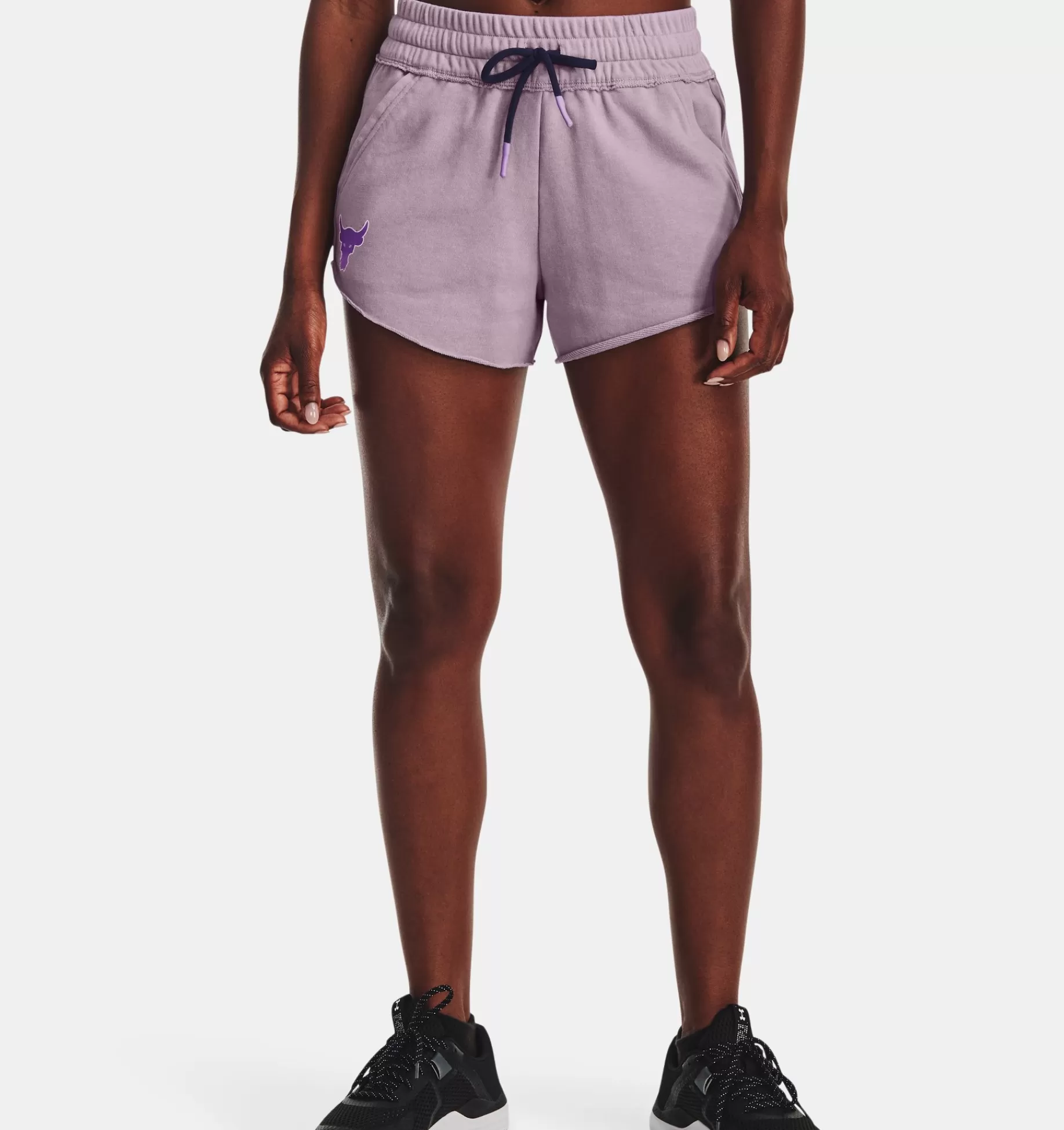 Clearance Under Armour Shorts Project Rock Rival Terry Disrupt Da Donna Purple Haze / Lunar Purple - 554