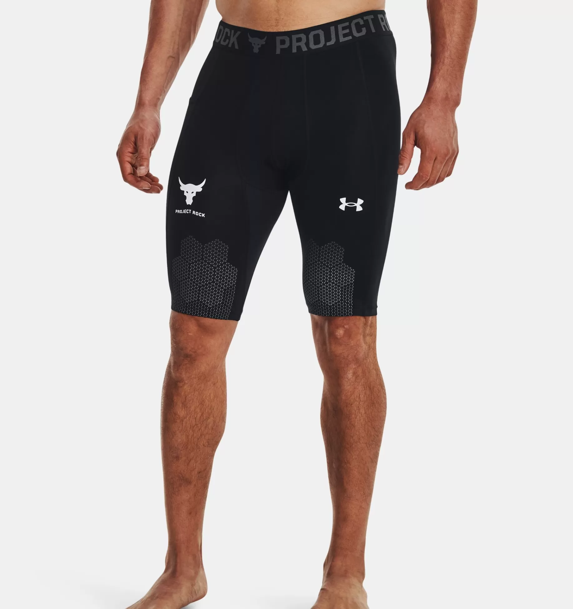 New Under Armour Shorts Project Rock Turfgear Armourprint Long Da Uomo Black / White - 001