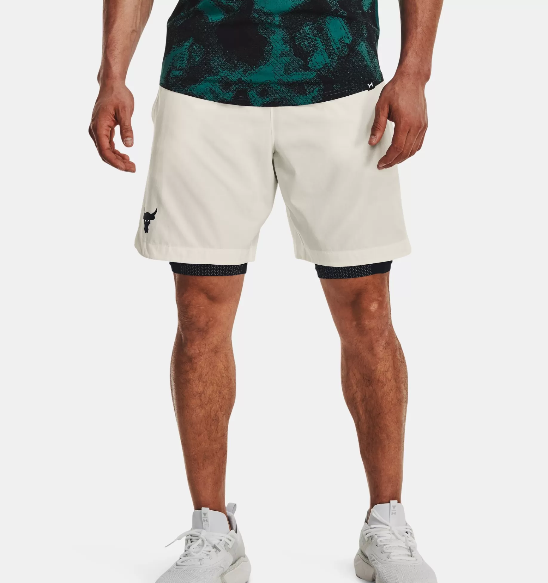 Best Sale Under Armour Shorts Project Rock Woven Da Uomo Ivory / Black - 130