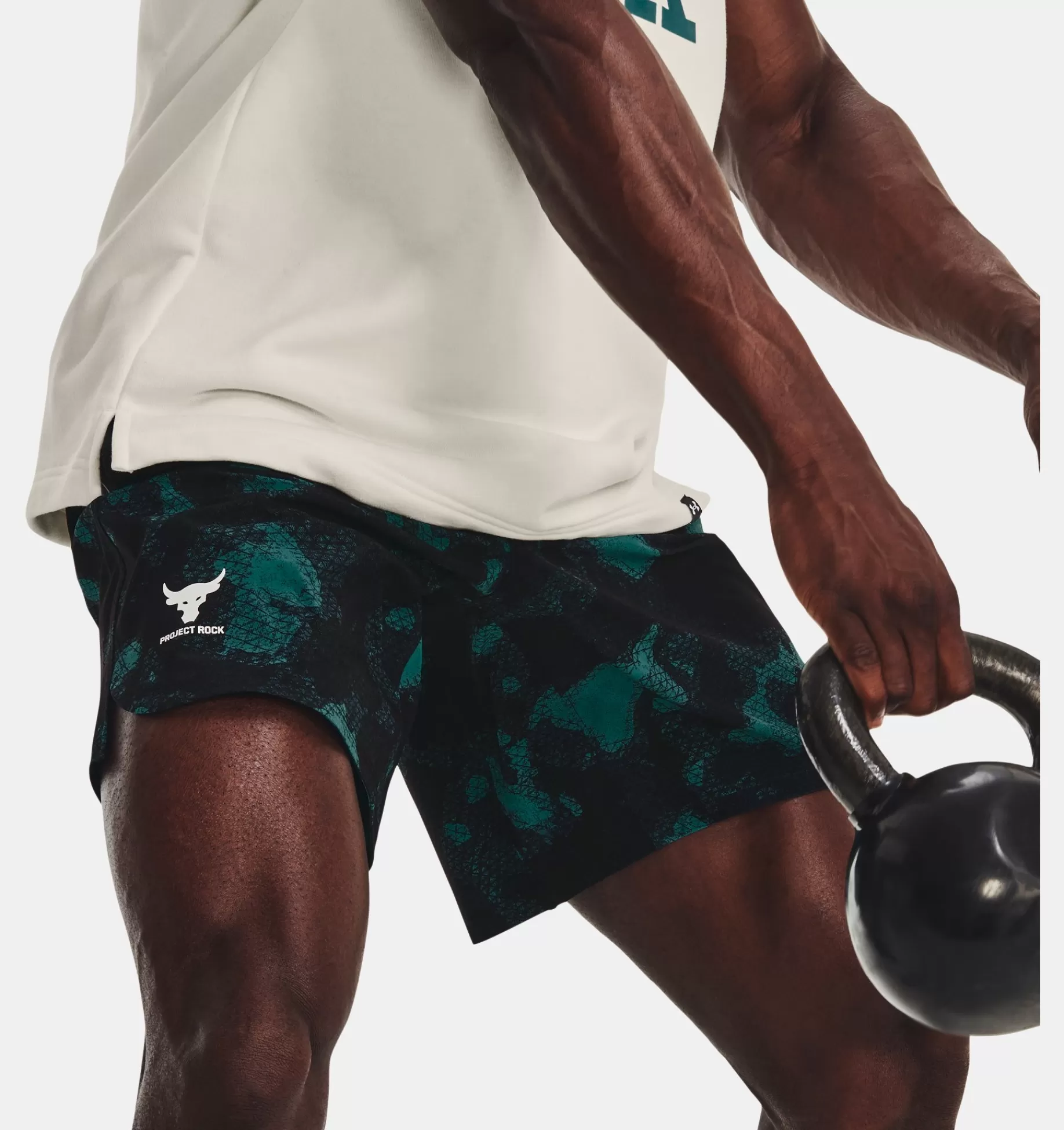 Flash Sale Under Armour Shorts Project Rock Woven Printed Da Uomo Coastal Teal / Fade - 722