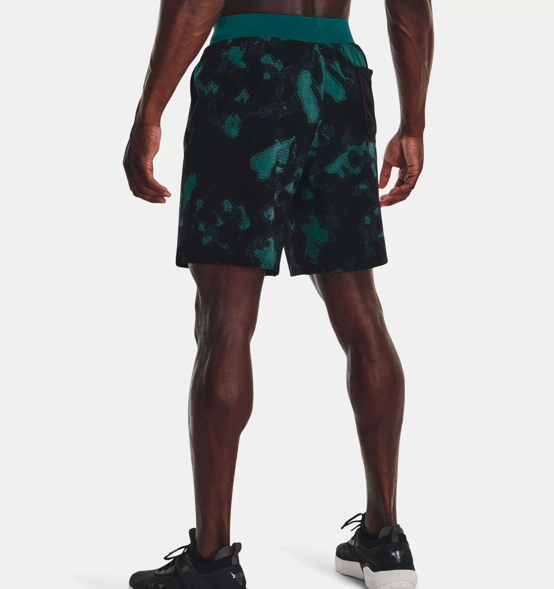 Flash Sale Under Armour Shorts Project Rock Woven Printed Da Uomo Coastal Teal / Fade - 722