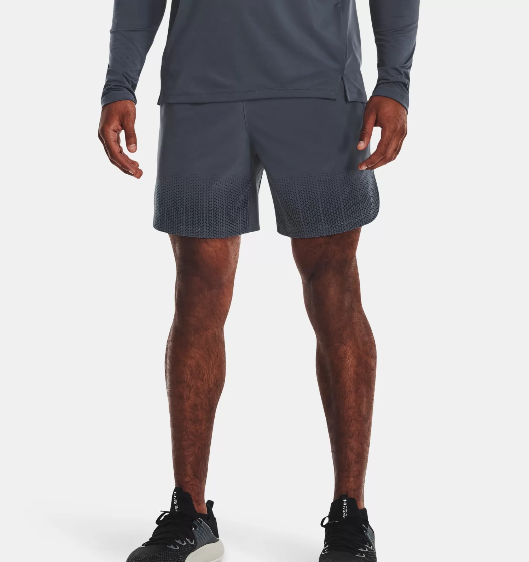 New Under Armour Shorts Ua Armourprint Peak Woven Da Uomo Downpour Gray / Black - 044