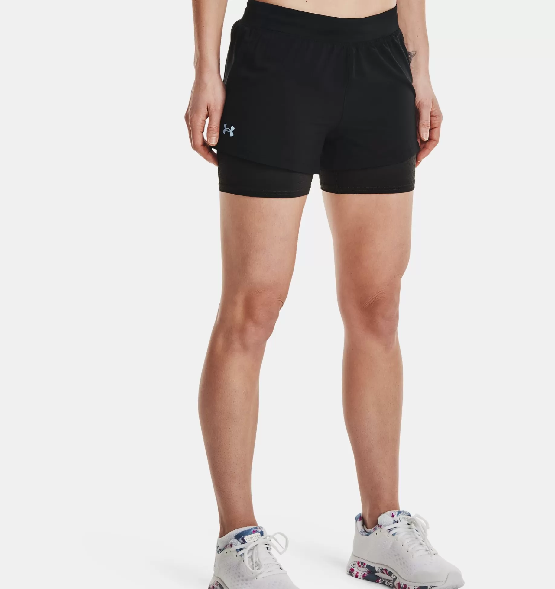 Sale Under Armour Shorts Ua Iso-Chill Run 2-In-1 Da Donna Black / Reflective - 001