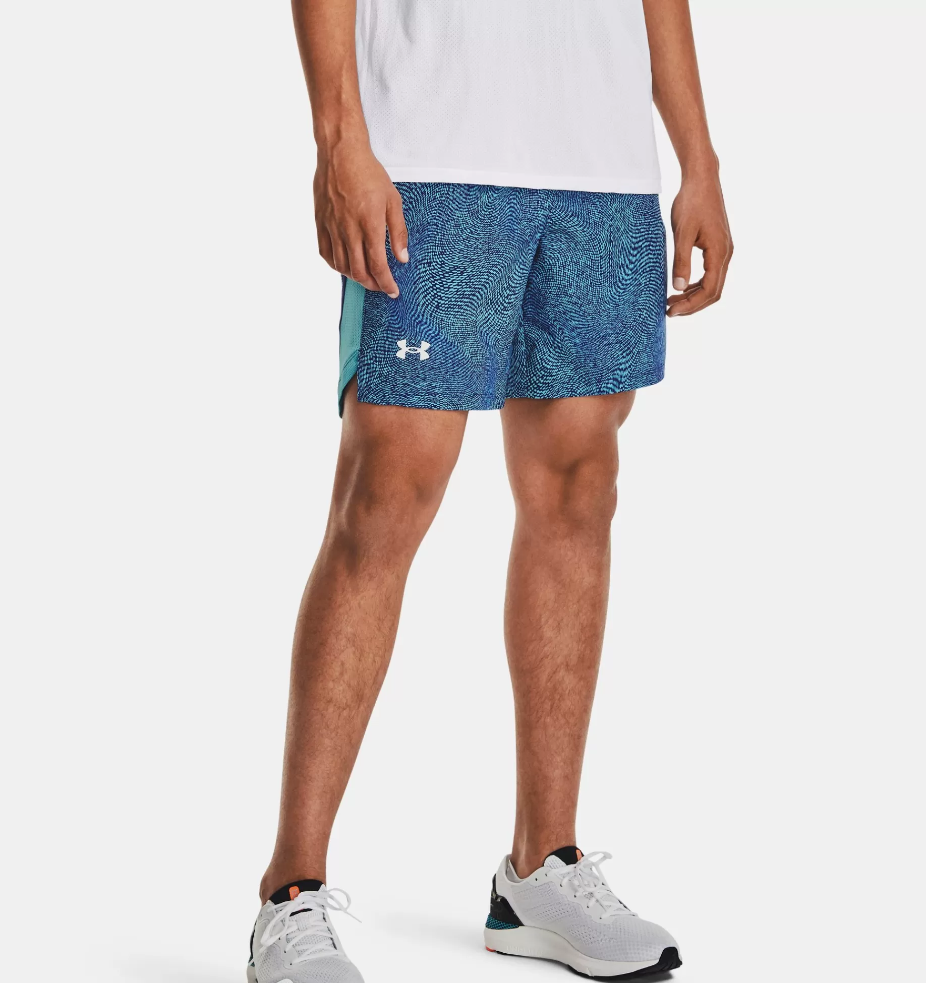 New Under Armour Shorts Ua Launch 18 Cm Printed Da Uomo Glacier Blue / Sonar Blue - 433