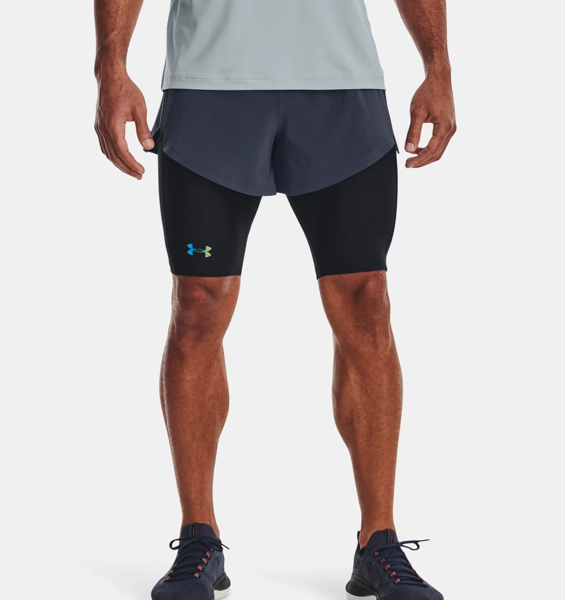 Best Under Armour Shorts Ua Rush™ Smartform 2-In-1 Da Uomo Downpour Gray / Black - 044