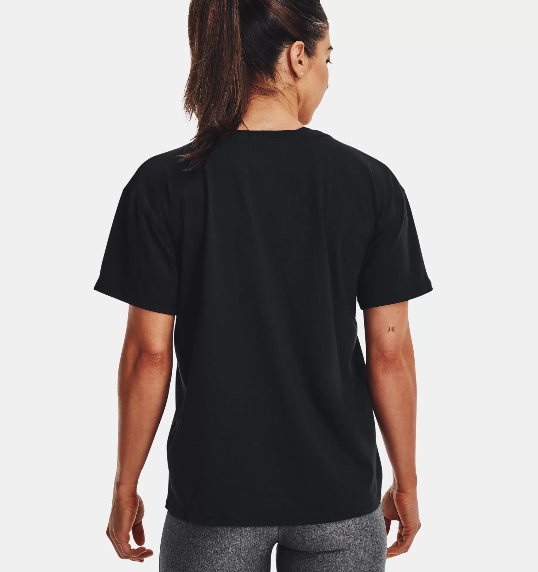 Sale Under Armour T-Shirt Ua Essential Cotton Stretch Da Donna Black / White - 001