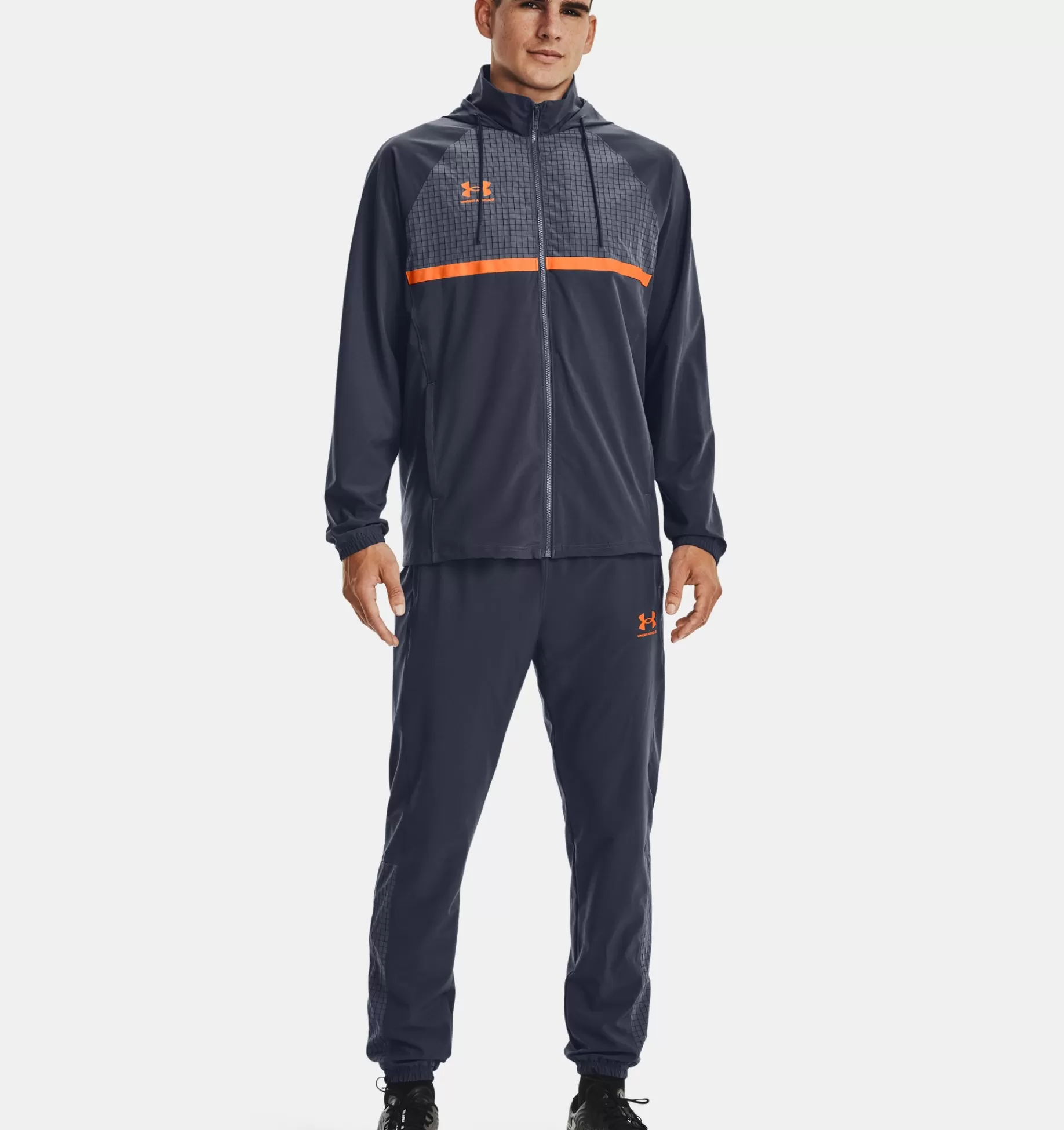 Cheap Under Armour Tuta Ua Accelerate Da Uomo Downpour Gray / Orange Blast - 044