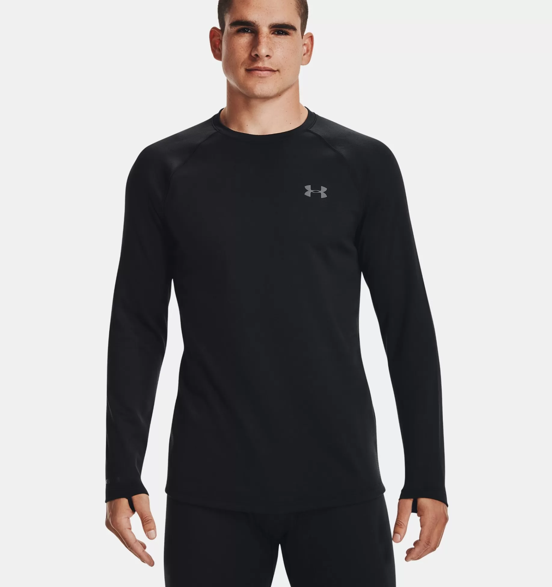 New Under Armour Ua Base 4.0 Crew Da Uomo Black / Pitch Gray - 001